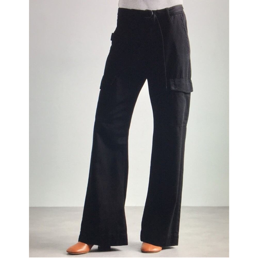 DL1961 Jeans Womens 29 Zoie Wide Leg Relaxed Vintage Cargo Black Tall‎ Linen